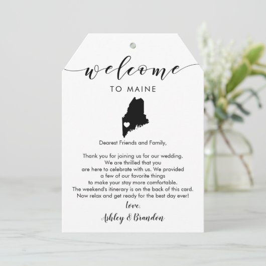 メイン結婚州の歓迎ラベル、手紙の旅程 (スタンド正面)