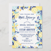 メイン絞りイエローレモンのミントブリデーシャワー 招待状 (正面)