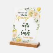 メイン絞りエレガントブライダルシャワーギフトカード アクリルサイン (傾斜)