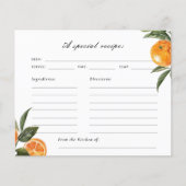 メイン絞りエレガントブライダルシャワーレシピカード (正面)