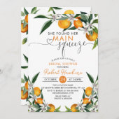 メイン絞りオレンジとレモンブライダルシャワー 招待状 (正面/裏面)