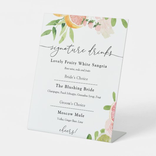 メイン絞りオレンジのシグネチャードリンクの看板 台座サイン (正面)