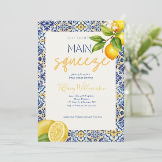 メイン絞りタイルイタリアンブライダルシャワー招待 招待状 (スタンド正面)