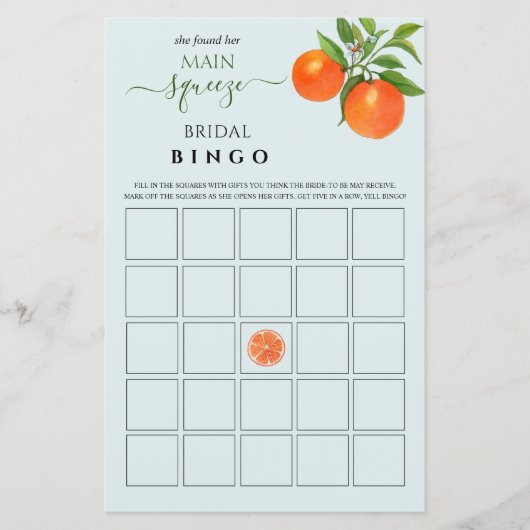 メイン絞りブライダルシャワービンゴゲーム (正面)