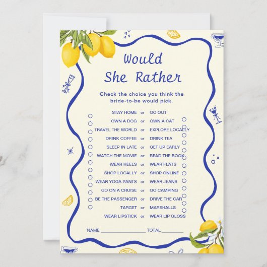 メイン絞りブライダルシャワー彼女はむしろゲーム 招待状 (正面)