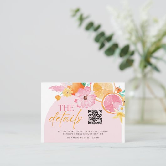 メイン絞りブライダルシャワー詳細QRコード エンクロージャーカード (スタンド正面)