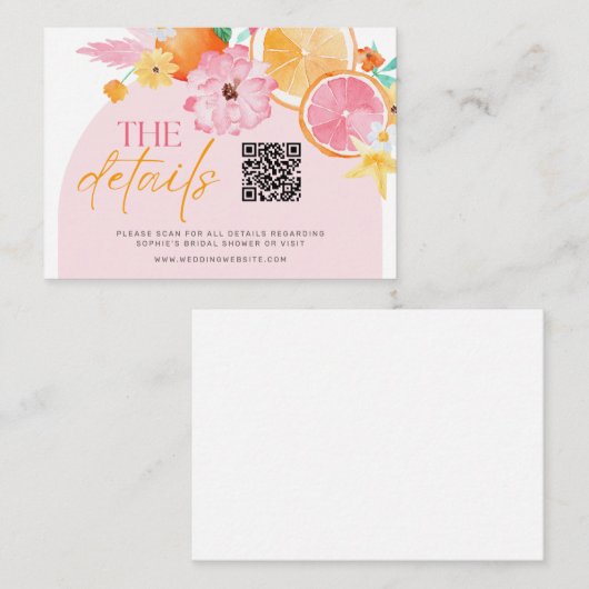 メイン絞りブライダルシャワー詳細QRコード エンクロージャーカード (正面/裏面)