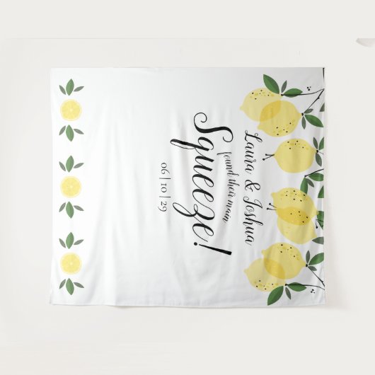 メイン絞りレモンウェディングシャワー写真の背景 タペストリー (正面(横))