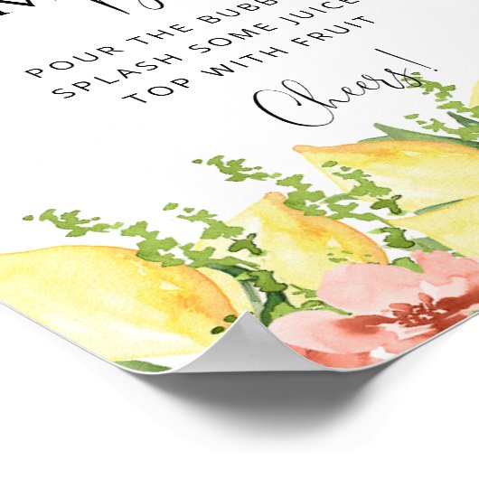 メイン絞りレモンフローラミモサバードリンクサイン ポスター (角)