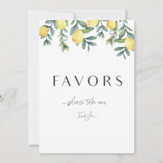 メイン絞りレモンブライダルシャワーウィズサイン 案内状 (正面)