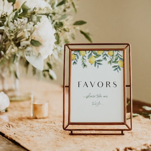 メイン絞りレモンブライダルシャワーウィズサイン 案内状