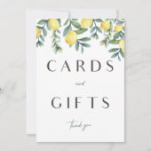 メイン絞りレモンブライダルシャワーカード&ギフトサイン 案内状 (正面)