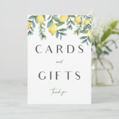 メイン絞りレモンブライダルシャワーカード&ギフトサイン 案内状 (スタンド正面)