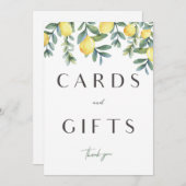 メイン絞りレモンブライダルシャワーカード&ギフトサイン 案内状 (正面/裏面)