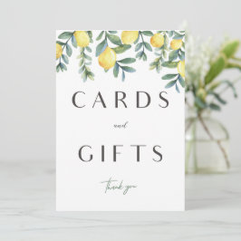メイン絞りレモンブライダルシャワーカード&ギフトサイン 案内状