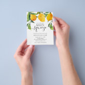 メイン絞りレモンブライダルシャワー招待カード チラシ (手)
