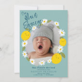 メイン絞りレモンベビー写真誕生のお知らせ 招待状 (正面)