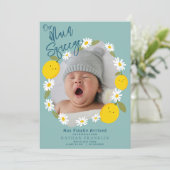 メイン絞りレモンベビー写真誕生のお知らせ 招待状 (スタンド正面)