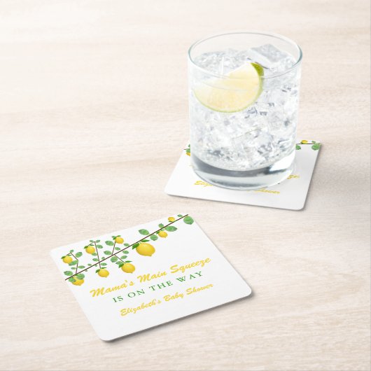 メイン絞りレモンベビー男女兼用シャワー スクエアペーパーコースター (インサイチュ)