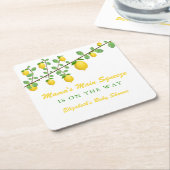 メイン絞りレモンベビー男女兼用シャワー スクエアペーパーコースター (アングル)