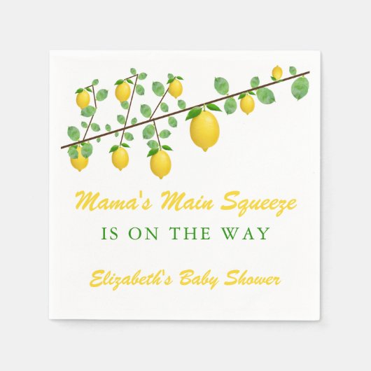 メイン絞りレモンベビー男女兼用シャワー スタンダードカクテルナプキン (正面)