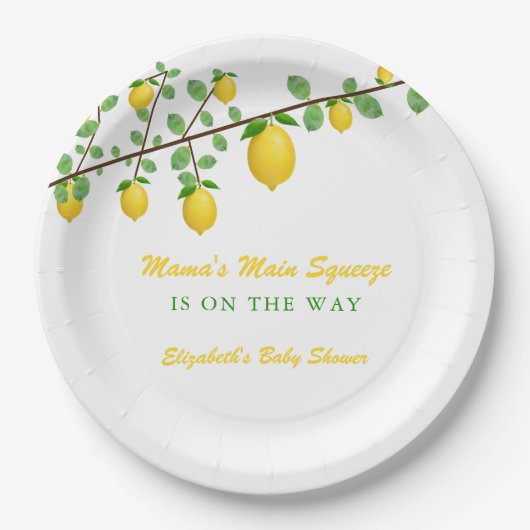 メイン絞りレモンベビー男女兼用シャワー ペーパープレート (正面)