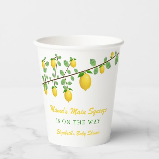 メイン絞りレモンベビー男女兼用シャワー 紙コップ (正面)