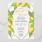 メイン絞りレモン幾何学的ブライダルシャワー-金ゴールド 箔招待状 (正面)