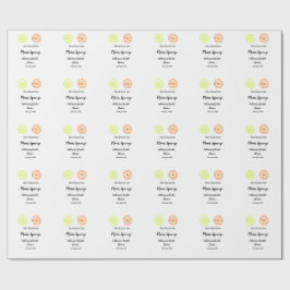 メイン絞りレモン柑橘類ブライダルシャワー追加の名前d ラッピングペーパー