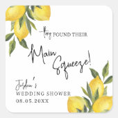 メイン絞りレモン結婚ズまたはブライダルシャワー スクエアシール (正面)