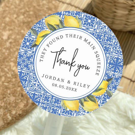 メイン絞りレモン&タイルシャワーありがとうお願い ラウンドシール