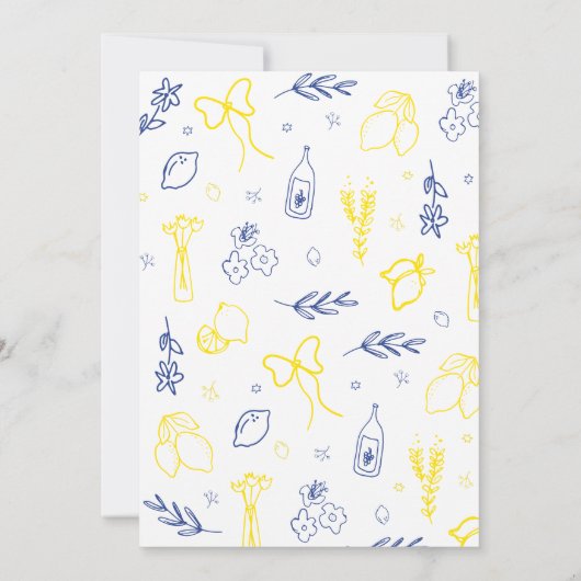 メイン絞り手描きレモイタリアンン赤ちゃんシャワー 招待状 (裏面)