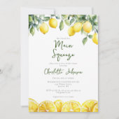 メイン絞り水色フォトQRブライダルシャワー 招待状 (正面)