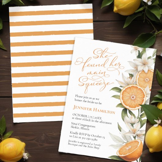 メイン絞り | ウォーターカラーレモンブライダルシャワー 招待状