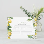 メイン絞り | レモンブライダルシャワーレシピカード 招待状 (スタンド正面)