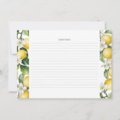 メイン絞り | レモンブライダルシャワーレシピカード 招待状 (裏面)