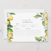メイン絞り | レモンブライダルシャワーレシピカード 招待状 (正面)