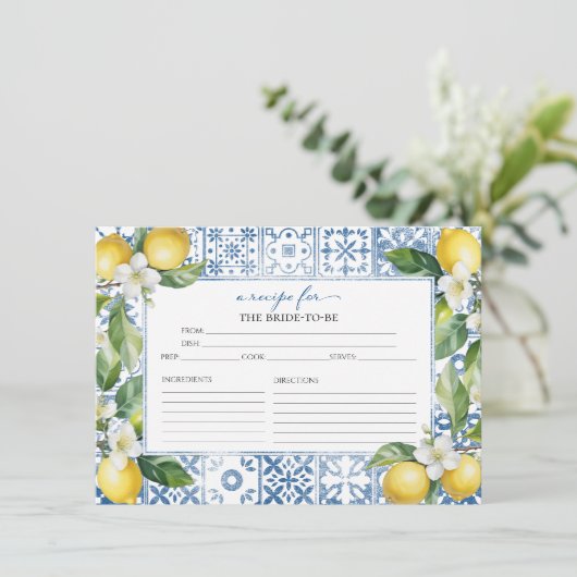 メイン絞り | レモンブライダルシャワーレシピカード 招待状 (スタンド正面)