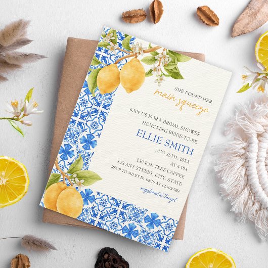 メイン絞り |レモ地中海のンブライダルシャワー 招待状