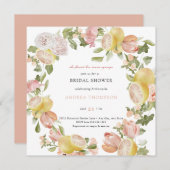 メイン絞り |柑橘類 |ピンクフローラブライダルシャワー 招待状 (正面/裏面)