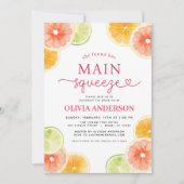 メイン絞りQRコードかわいいブライダルシャワーオレンジ 招待状 (正面)