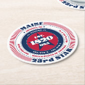 メイン赤白青タイポグラフィ ラウンドペーパーコースター (アングル)