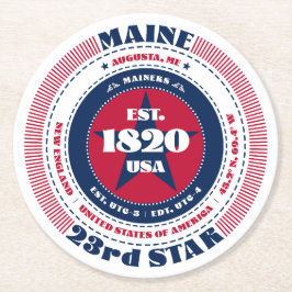 メイン赤白青タイポグラフィ ラウンドペーパーコースター