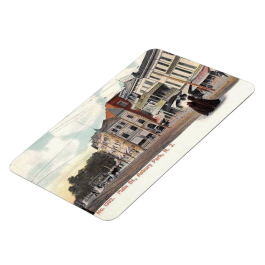 メイン通りアスベリーパークNJヴィンテージはがき マグネット (左側)