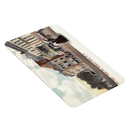 メイン通りアスベリーパークNJヴィンテージはがき マグネット (右側)