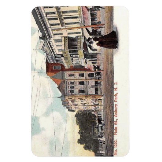 メイン通りアスベリーパークNJヴィンテージはがき マグネット (縦)