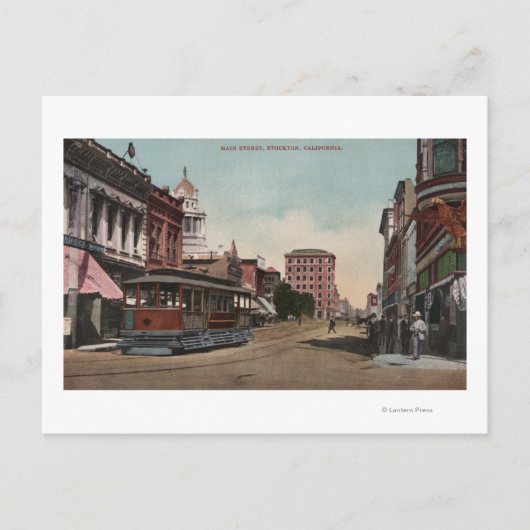 メイン通りビューと通り車 ポストカード (正面)