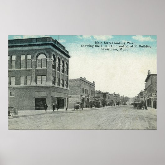 メイン通りルッキングWestLewiston, MT ポスター (正面)