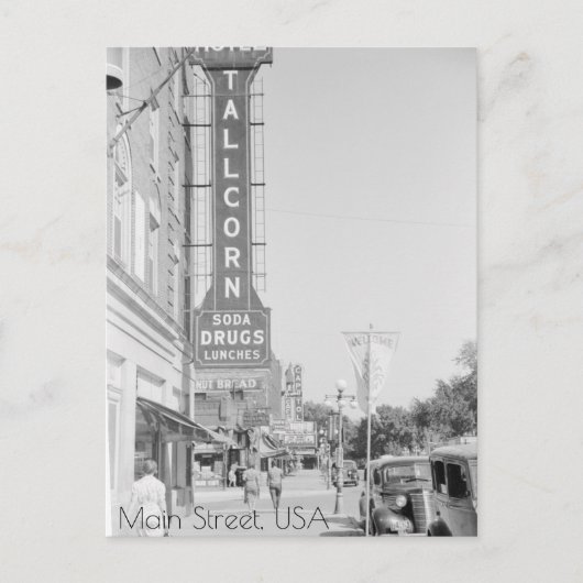 メイン通り、アイオワ州マーシャルタウン ポストカード (正面)