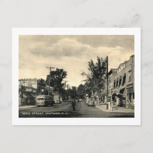 メイン通り、チャタム、ニュージャージー州ヴィンテージ ポストカード (正面)
